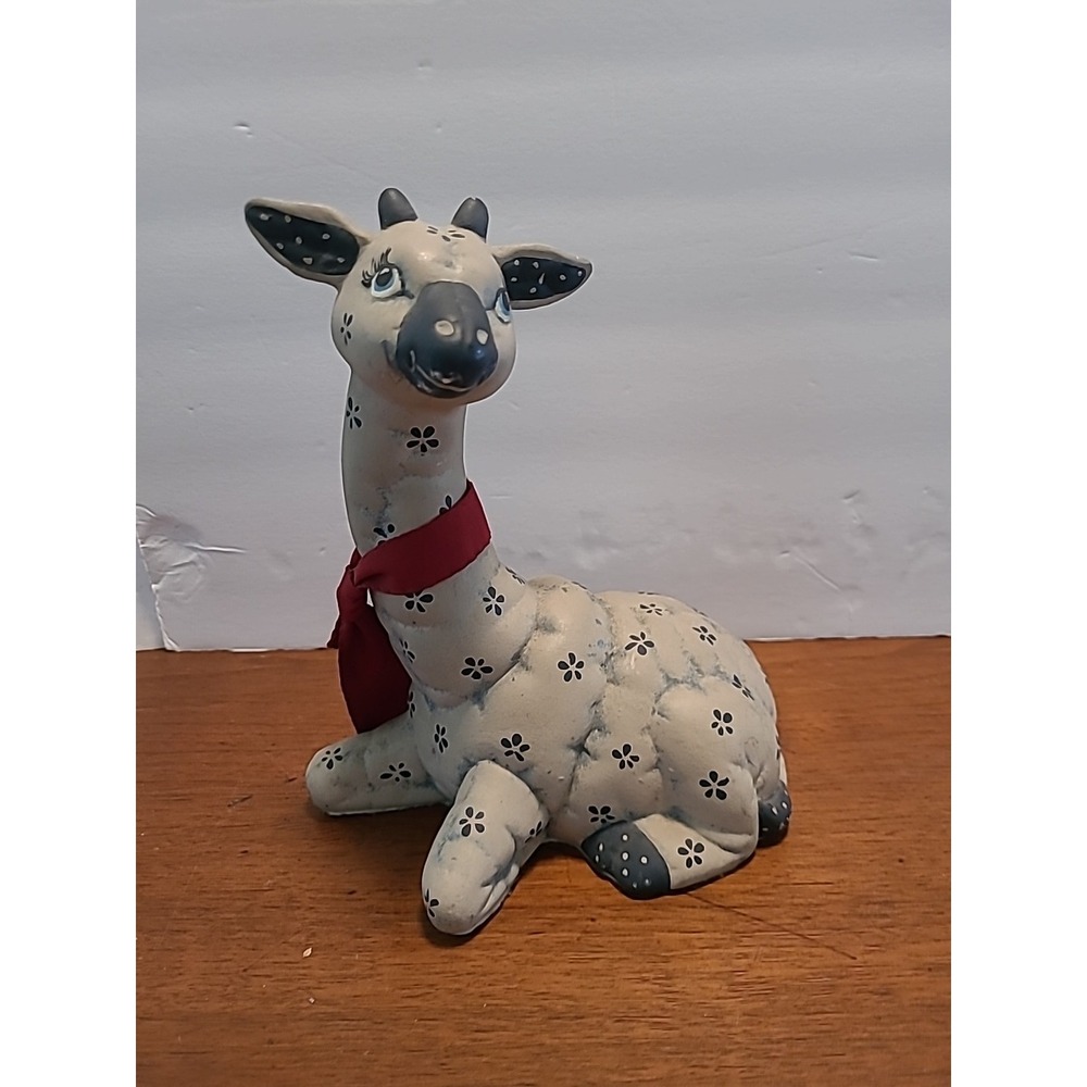 Vintage 1986 Kimple‎ Mold Giraffe Blue Gray 8" Maroon Ribbon